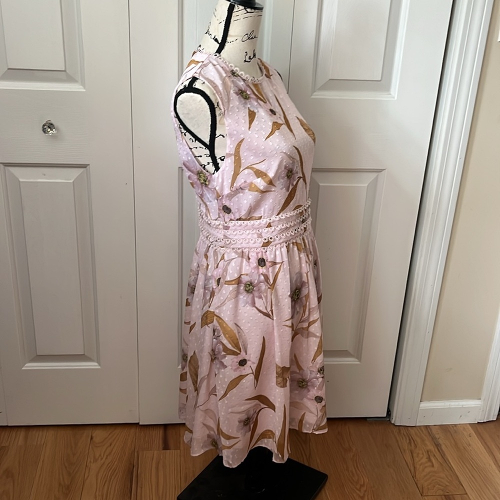 Ted Baker RONTIE Cabana print floral pink sleeveless dress TB 3 USA 8 - Picture 10 of 13